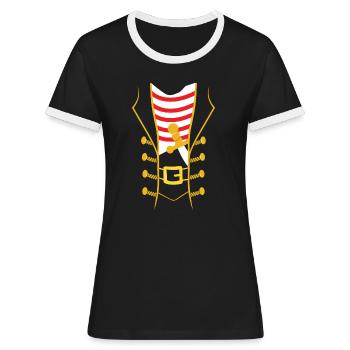 Geschenk Pirat Piratenkostüm Kostüm Piraten - Frauen Kontrast-T-Shirt - Schwarz/Weiß - Vorne - Selfina (174cm)