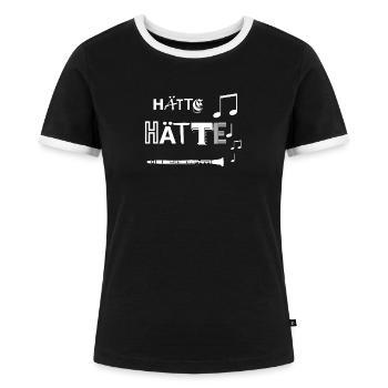 Hätte Hätte - Frauen Kontrast-T-Shirt - Schwarz/Weiß - Vorne - Selfina (174cm)