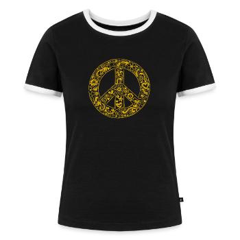 Peace Peace Sign Mouvement pour la paix Hippie Goddess - T-shirt contrasté Femme - noir/blanc - Devant - Selfina (174cm)