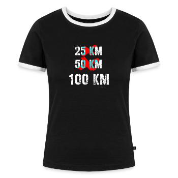 100 km de randonnée pédestre - T-shirt contrasté Femme - noir/blanc - Devant - Selfina (174cm)