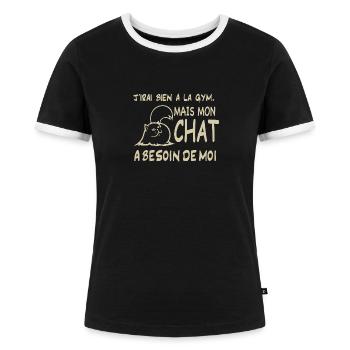 Humour chat - T-shirt contrasté Femme - noir/blanc - Devant - Selfina (174cm)