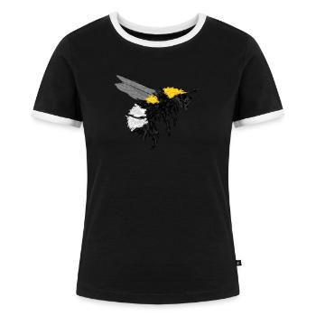 Hummel / Bumblebee Design I - Frauen Kontrast-T-Shirt - Schwarz/Weiß - Vorne - Selfina (174cm)