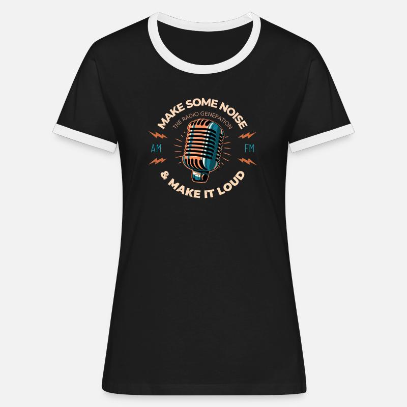 Make some noise - Women's Ringer T-Shirt - black/white