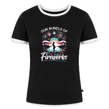 Zwangerschap Moeder Baby - Vrouwen contrastshirt - zwart/wit - Voor - Selfina (174cm)