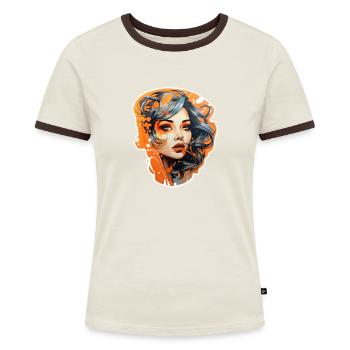 Fussballfan oranije 50er Jahre - Frauen Kontrast-T-Shirt - Blau/Weiß - Vorne