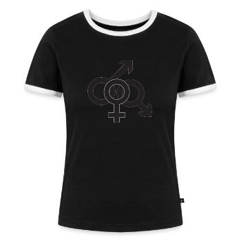Wifesharing - Frauen Kontrast-T-Shirt - Schwarz/Weiß - Vorne - Selfina (174cm)