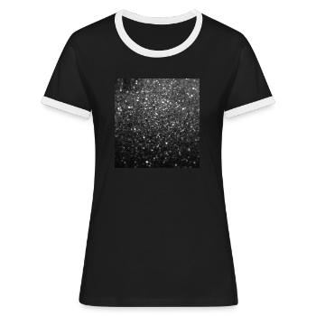 Paillettes noires étincelantes - T-shirt contrasté Femme - noir/blanc - Devant - Selfina (174cm)
