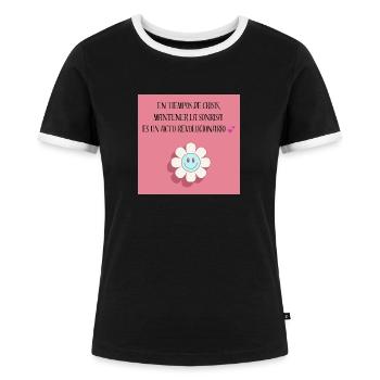 Pink crisis - T-shirt contrasté Femme - noir/blanc - Devant - Selfina (174cm)