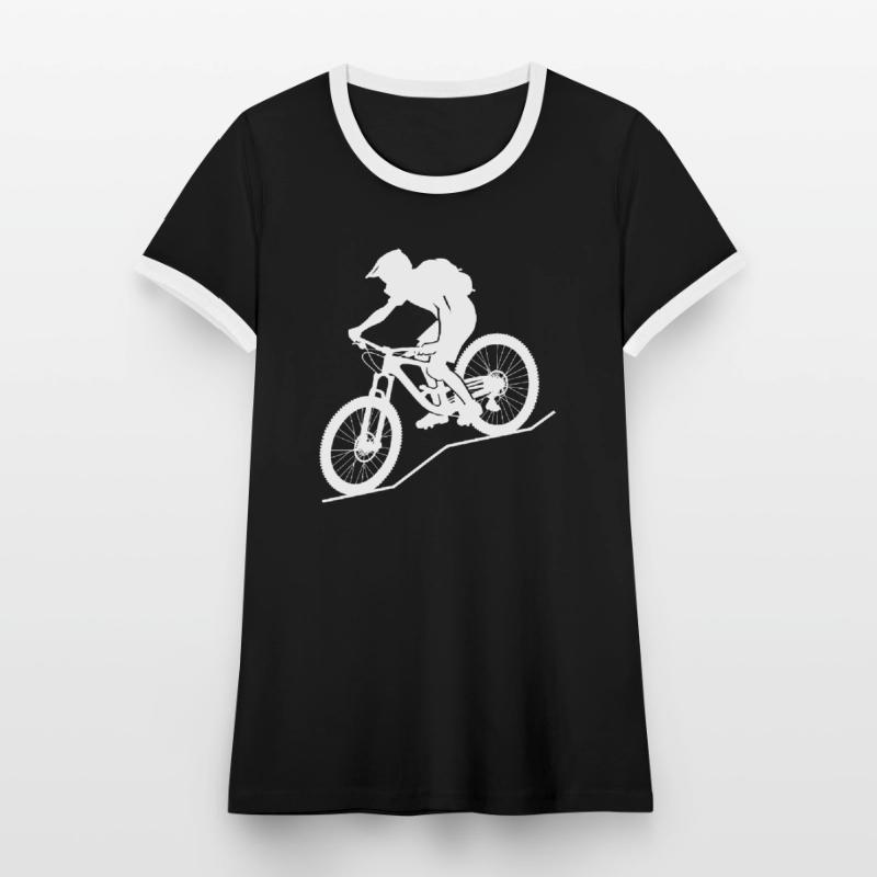 Dynamischer Mountainbiker Frauen Kontrast-T-Shirt