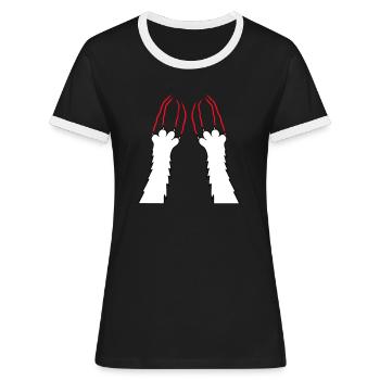 Cats, Claws, Paws, Paws, Claws, Scratches, Stripes - Women's Ringer T-Shirt - black/white - Front - Selfina (174cm)
