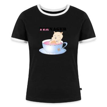 Teenager, Tee-Nager - Frauen Kontrast-T-Shirt - Schwarz/Weiß - Vorne - Selfina (174cm)