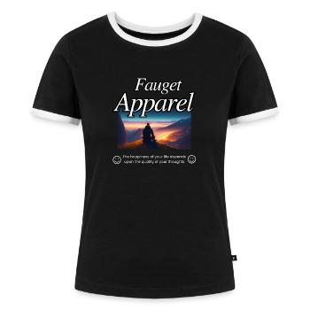 Das Glück deines Lebens hängt davon ab, - Frauen Kontrast-T-Shirt - Schwarz/Weiß - Vorne - Selfina (174cm)