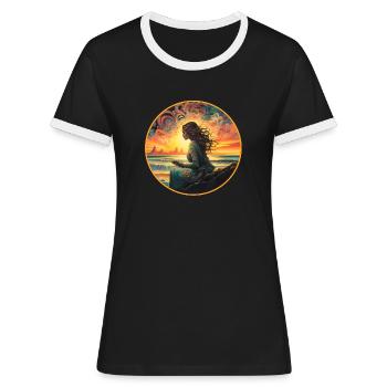 Woman Nature Water - Women's Ringer T-Shirt - black/white - Front - Selfina (174cm)