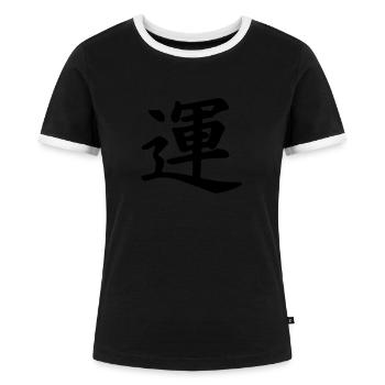 kanji luck - Frauen Kontrast-T-Shirt - Schwarz/Weiß - Vorne - Selfina (174cm)