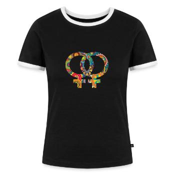 Colourful lesbian gay and lesbian symbols 03 - Women's Ringer T-Shirt - black/white - Front - Selfina (174cm)