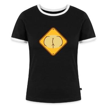 popo po arsch hintern hinterteil sexy girl frau we - Frauen Kontrast-T-Shirt - Schwarz/Weiß - Vorne - Selfina (174cm)