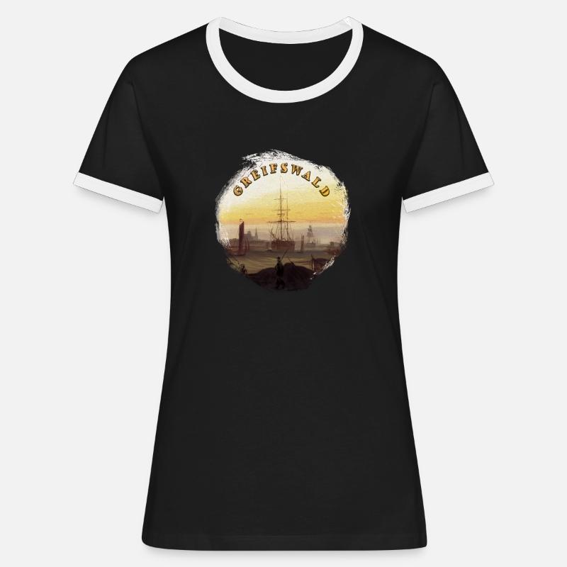 Greifswald Harbour - Women's Ringer T-Shirt - black/white