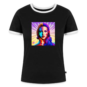 Beautiful Pop Girl - Women's Ringer T-Shirt - black/white - Front - Selfina (174cm)