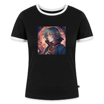 Wizzard Guy - Frauen Kontrast-T-Shirt - Schwarz/Weiß - Vorne - Selfina (174cm)
