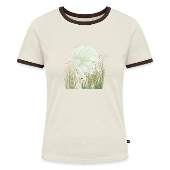 Betta Splendens Halfmoon Weiß - Frauen Kontrast-T-Shirt - Blau/Weiß - Vorne