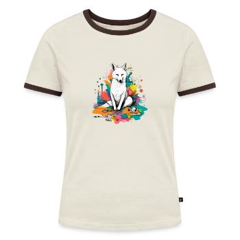 Niedrig der Wolfshund - Frauen Kontrast-T-Shirt - Blau/Weiß - Vorne