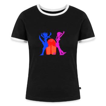 Lingua Linguae V2 00 - T-shirt contrasté Femme - noir/blanc - Devant - Selfina (174cm)