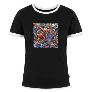 Graffiti Pulse - Women's Ringer T-Shirt - black/white - Front - Selfina (174cm)