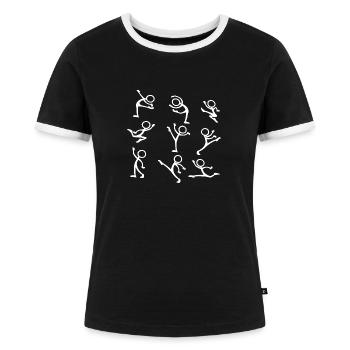 Neon Strichmännchen Menschen Kunst Illustrationen Karikatur - Frauen Kontrast-T-Shirt - Schwarz/Weiß - Vorne - Selfina (174cm)
