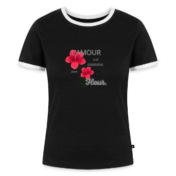 L' amour - T-shirt contrasté Femme - noir/blanc - Devant - Selfina (174cm)