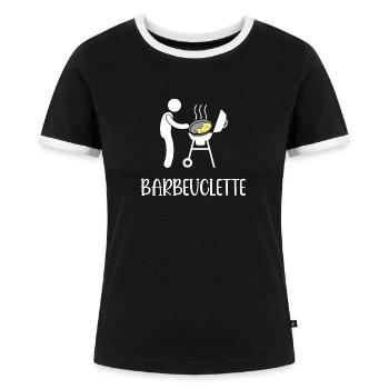 barbeuclette - T-shirt contrasté Femme - noir/blanc - Devant - Selfina (174cm)