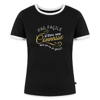 pas façile d'etre une conase - T-shirt contrasté Femme - noir/blanc - Devant - Selfina (174cm)