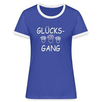 Glückspilz - Frauen Kontrast-T-Shirt - Blau/Weiß - Vorne