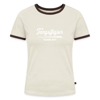Tanzoffizier 2024 Prinzengarde Karneval Gardetanz - Frauen Kontrast-T-Shirt - Blau/Weiß - Vorne