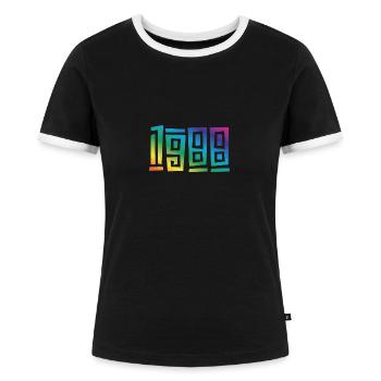 1988 - Women's Ringer T-Shirt - black/white - Front - Selfina (174cm)