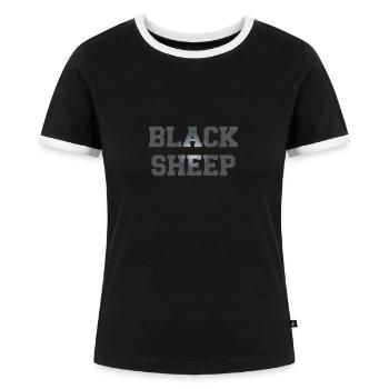 Black Sheep - Women's Ringer T-Shirt - black/white - Front - Selfina (174cm)