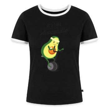 Time For Some Avocardio - Avocado Cardio Workout - T-shirt contrasté Femme - noir/blanc - Devant - Selfina (174cm)