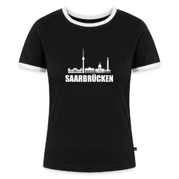 Saarbrücken Skyline - Frauen Kontrast-T-Shirt - Schwarz/Weiß - Vorne - Selfina (174cm)