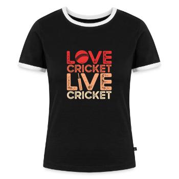J’adore le cricket en direct - T-shirt contrasté Femme - noir/blanc - Devant - Selfina (174cm)