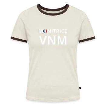 Logo Monitrice VNM Floquée Blanc/Tricolore 1Face - T-shirt contrasté Femme - bleu/blanc - Devant