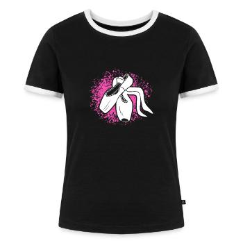 Tanzen Mädchen Ballerina Schuhe - Frauen Kontrast-T-Shirt - Schwarz/Weiß - Vorne - Selfina (174cm)