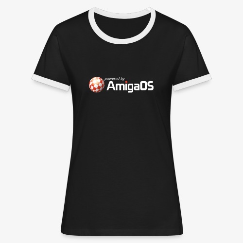 PoweredByAmigaOS white - Women's Ringer T-Shirt
