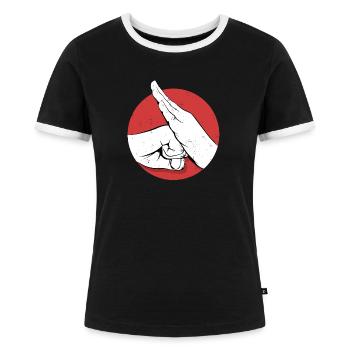 Kung Fu - Frauen Kontrast-T-Shirt - Schwarz/Weiß - Vorne - Selfina (174cm)