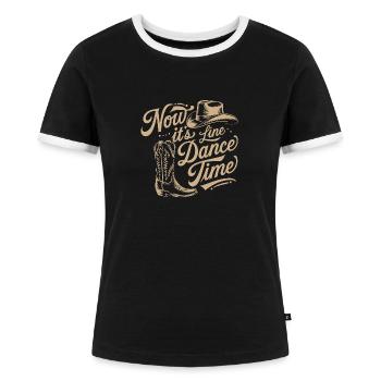 Line Dance Time Zeit zum Tanzen Linedance - Frauen Kontrast-T-Shirt - Schwarz/Weiß - Vorne - Selfina (174cm)