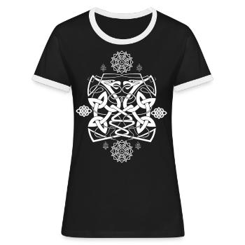 Keltische Raben - Frauen Kontrast-T-Shirt - Schwarz/Weiß - Vorne - Selfina (174cm)