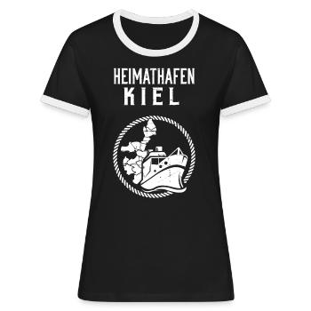 Heimathafen Kiel Kieler Küste - Frauen Kontrast-T-Shirt - Schwarz/Weiß - Vorne - Selfina (174cm)