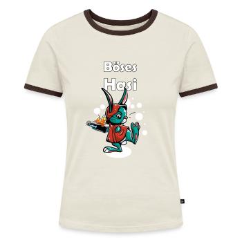 Böses Hasi Hase Schneehase frech Apres Ski Ostern - Frauen Kontrast-T-Shirt - Blau/Weiß - Vorne
