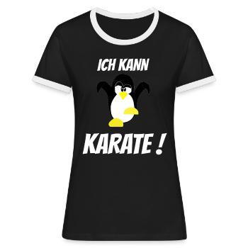 Pinguin Damen Geschenkidee lustiger Spruch - Frauen Kontrast-T-Shirt - Schwarz/Weiß - Vorne - Selfina (174cm)