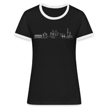 Hamburg Skyline - Frauen Kontrast-T-Shirt - Schwarz/Weiß - Vorne - Selfina (174cm)