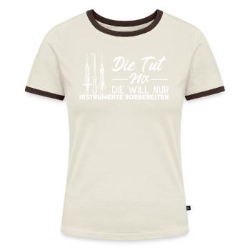Krankenhaus Operationstechnische Assistentin - Frauen Kontrast-T-Shirt - Blau/Weiß - Vorne