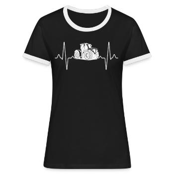 Traktor Herzschlag - Frauen Kontrast-T-Shirt - Schwarz/Weiß - Vorne - Selfina (174cm)